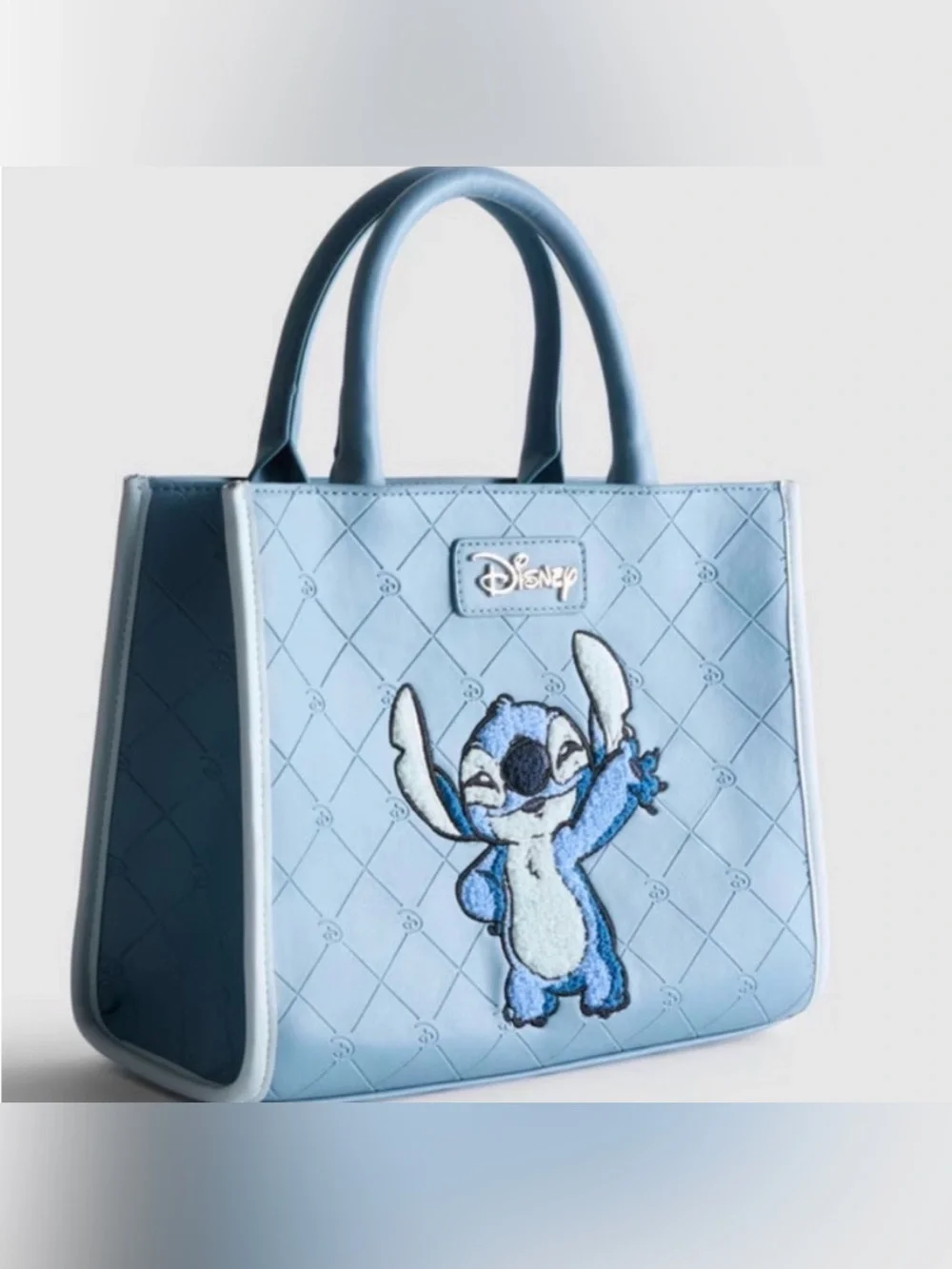 NWT Disney Light Blue Quilted Stitch Tote Bag with Detachable Strap